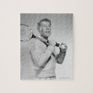 Man Holding Tennis Racket Jigsaw Puzzle