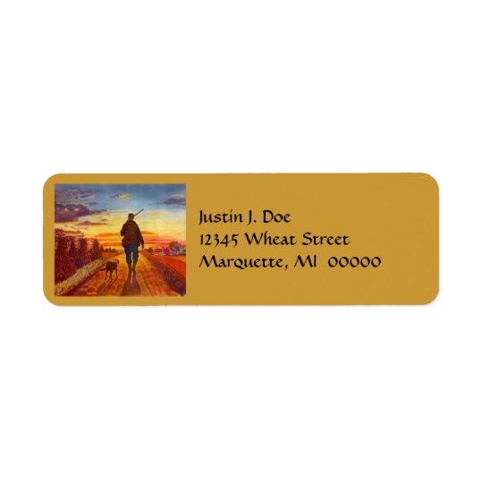Man & Hunting Dog Walking @ Sunset Address Labels