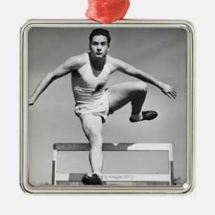 Man Hurdling Metal Ornament