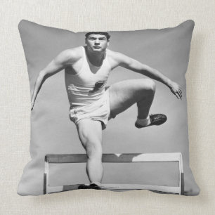 Man Hurdling Throw Pillow