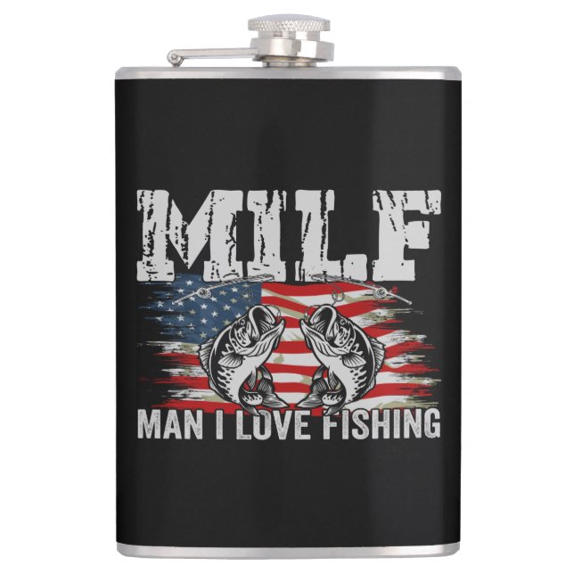 Man I Love Fishing Vinyl Wrapped Flask (Front)