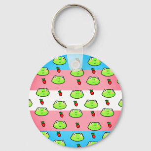 Man I Love Frogs and Strawberries Transexual Flag  Keychain