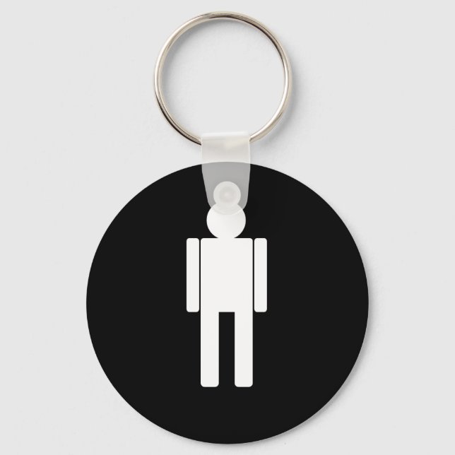 Man-illustration271 MAN CARTOON BATHROOM DOOR SIGN Keychain (Front)