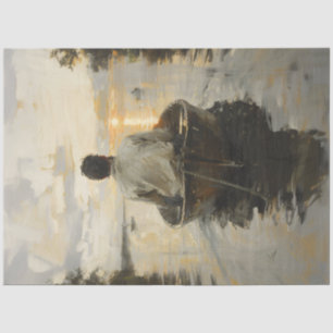 Man in a Boat at Sunset Painting Decoupage Tissue Paper