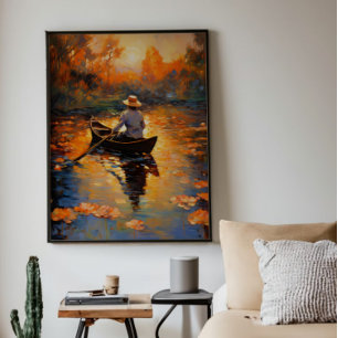 Man in Boat Impressionism Photo Print