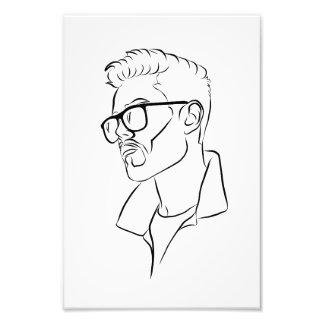 Man In Glasses Drawing Poster Print 