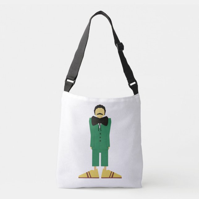  Man in Green Suit Art Retro Abstract Crossbody Bag (Front)