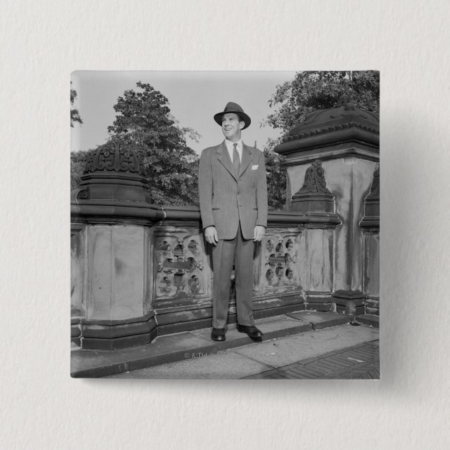 Man in Hat 2 Inch Square Button (Front)