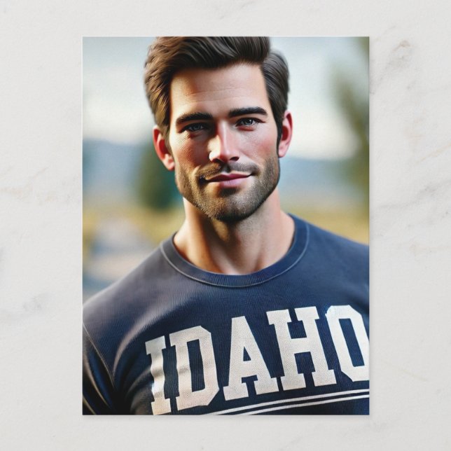 Man in Idaho shirt Postcard (Front)