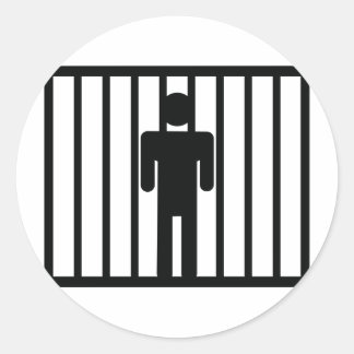 man in jail classic round sticker