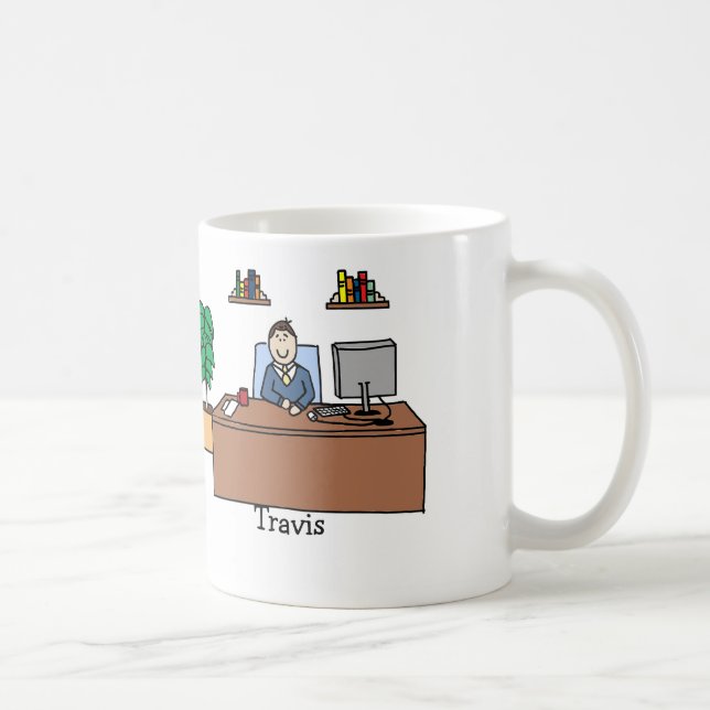 Man in office - customize coffee mug (Right)