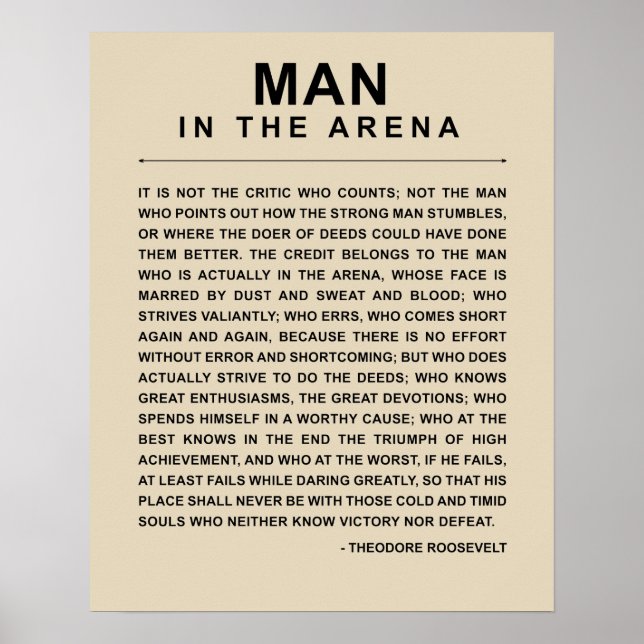 Man In The Arena - Daring Greatly Poster (Front)