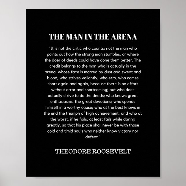 Man In The Arena Theodore Roosevelt Poster (Front)