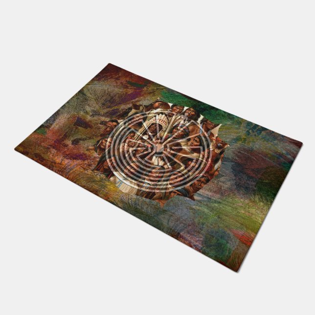 MAN IN THE MAZE - FOLK + your backgr. & ideas Doormat (Angled)
