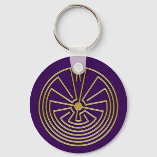 MAN IN THE MAZE gold + your background Keychain