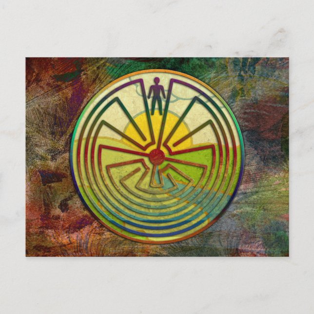 MAN IN THE MAZE landscape + your background Postcard (Front)