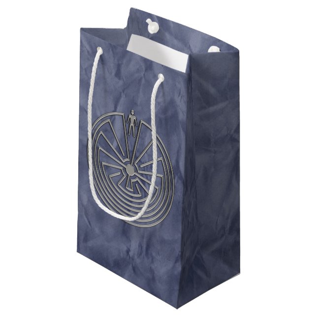 MAN IN THE MAZE silver + your background Small Gift Bag (Front Angled)