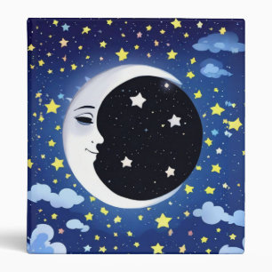Man in the Moon on a Starry Background Binder