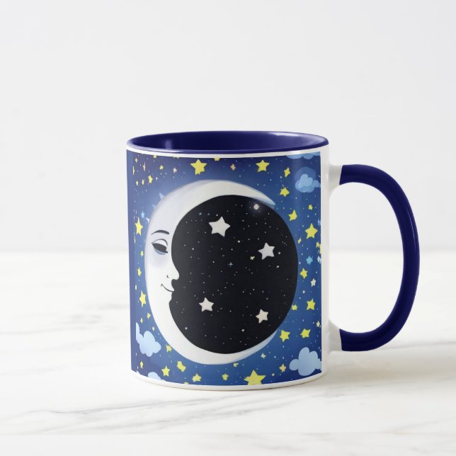 Man in the Moon on a Starry Background  Mug (Right)