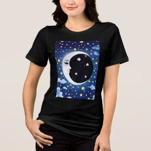 Man in the Moon on a Starry Background  Tri-Blend Shirt