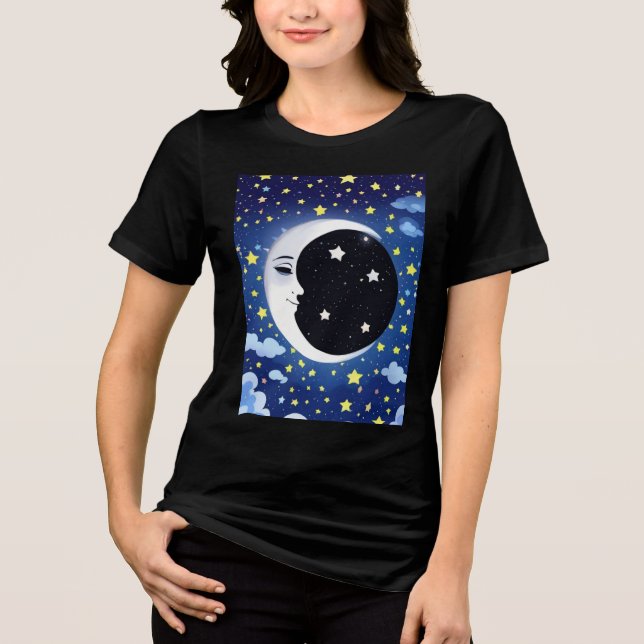 Man in the Moon on a Starry Background  Tri-Blend Shirt (Front)