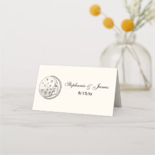 Man In the Moon Stars Escort Card Place Card Ivory