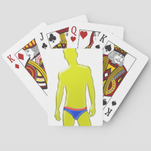 Man in Underwear Playing Cards