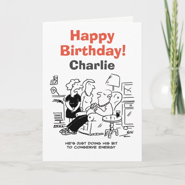 Man is Sleeping to Conserve Energy Card (Front)