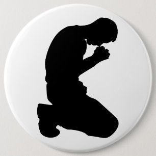 MAN KNEELING IN PRAYER 6 INCH ROUND BUTTON
