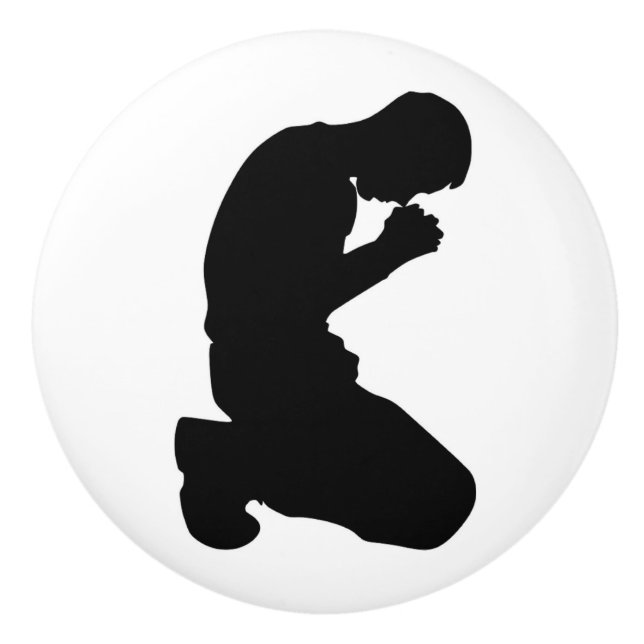 MAN KNEELING IN PRAYER CERAMIC KNOB (Front)
