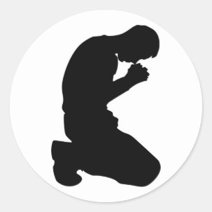 MAN KNEELING IN PRAYER CLASSIC ROUND STICKER