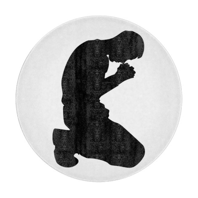 MAN KNEELING IN PRAYER CUTTING BOARD (Front)