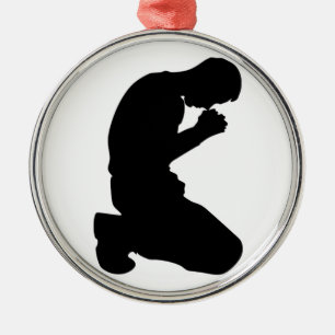 MAN KNEELING IN PRAYER METAL ORNAMENT