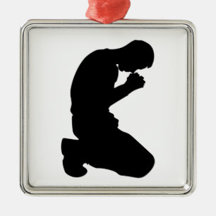 MAN KNEELING IN PRAYER METAL ORNAMENT