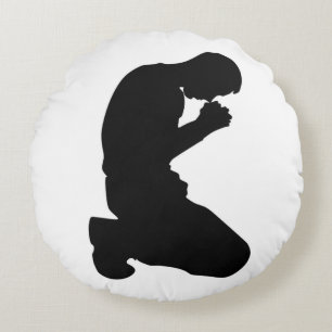 MAN KNEELING IN PRAYER ROUND PILLOW