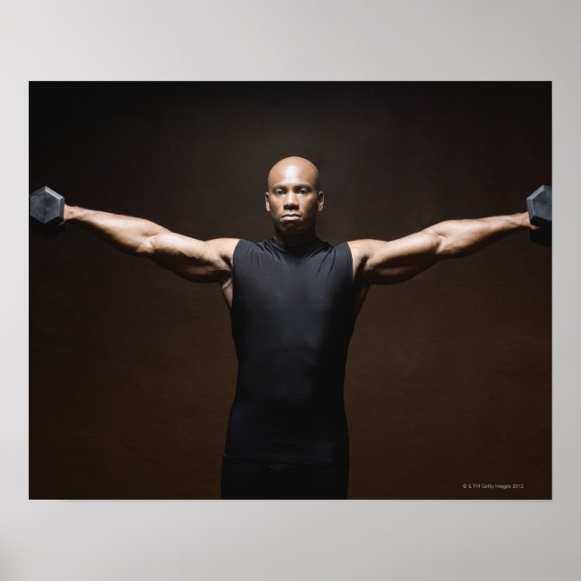 Man lifting weights, portrait poster (Front)
