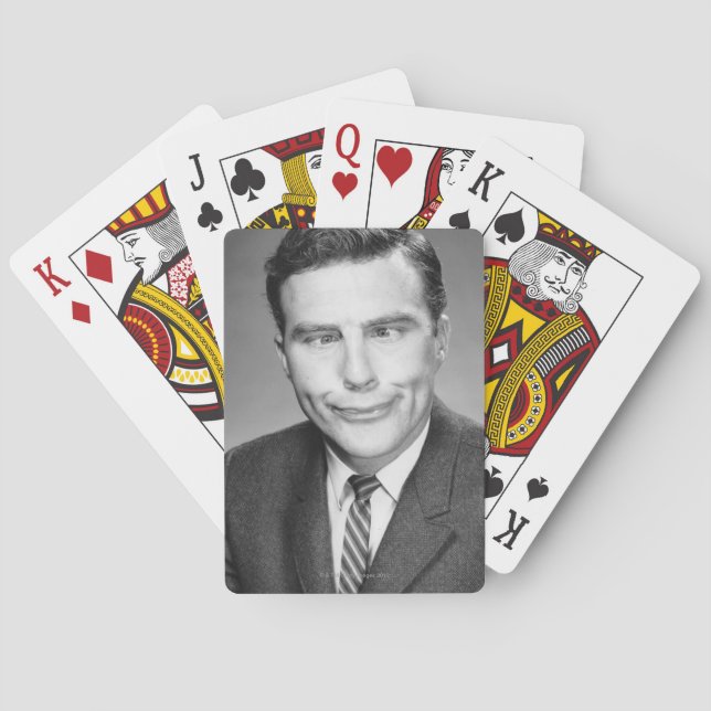 Man Making Face Playing Cards (Back)