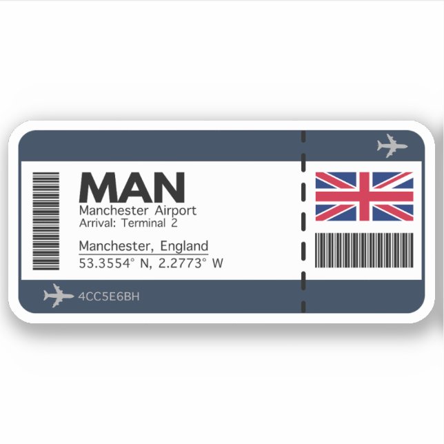 MAN Manchester Boarding Pass - England Travel (Front)