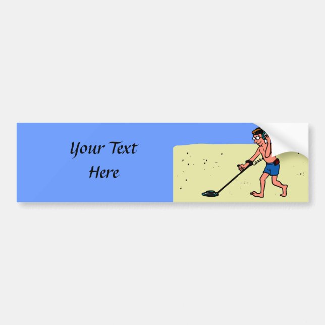 Man Metal Detecting Beach Bumper Sticker (Front)