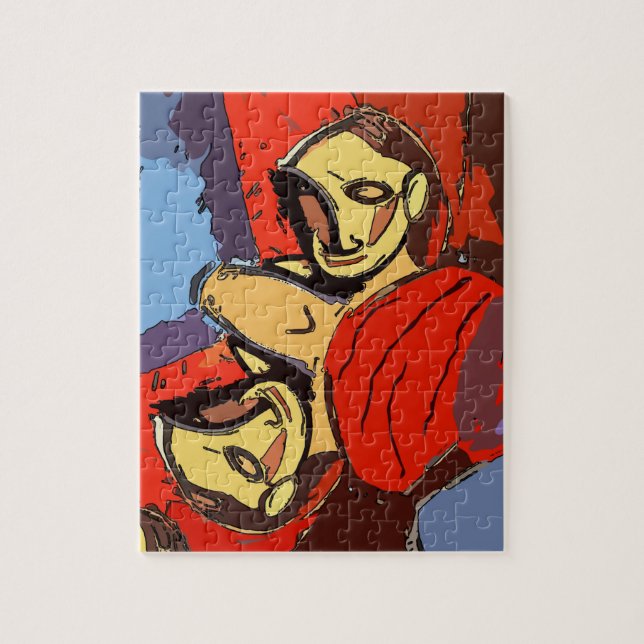 Man Mirror With Blue Towel, Jigsaw Puzzle (Vertical)