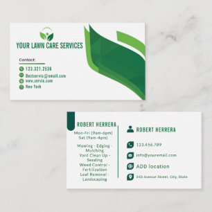 Man Mowing Grass Yarn Care Gardening Landscaping Business Card