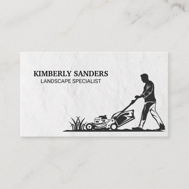 Man Mowing The Lawn Business Card (Front)