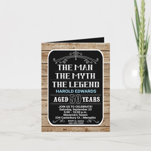 Man, Myth, Legend 50-Year Old Birthday Folded Card (Front)