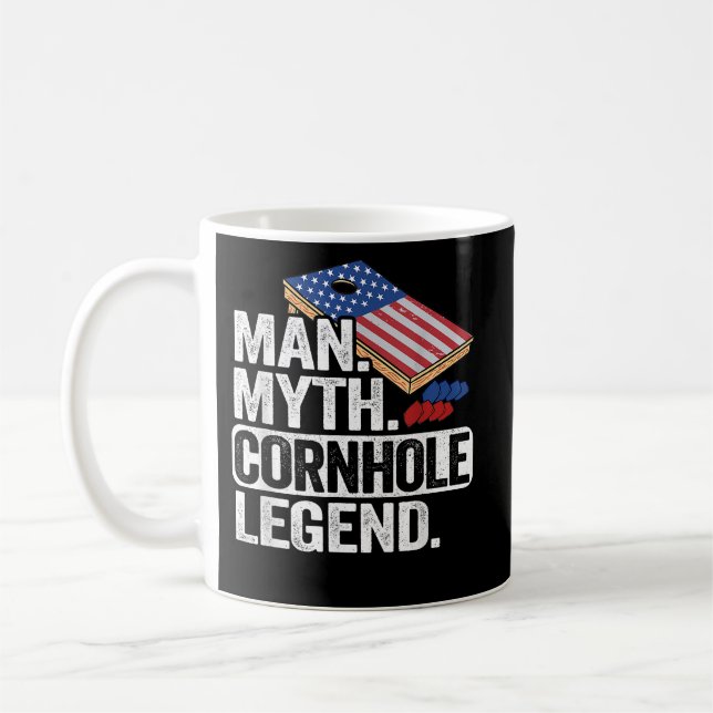 Man Myth Legend Cornhole USA Dad Coffee Mug (Left)