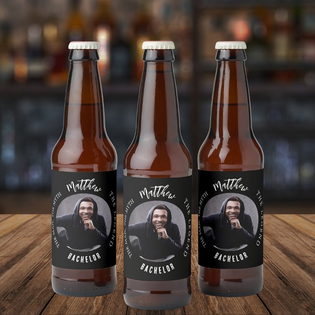 Man myth legend photo bachelor party beer bottle label (Creator Uploaded)