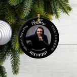 Man myth legend photo birthday ceramic ornament<br><div class="desc">A classic black background.   Text: The Man,  The Myth,  The Legend. Personalize and add his name,  age and photo.</div>