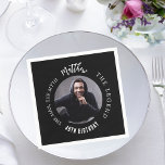 Man myth legend photo birthday party napkin<br><div class="desc">A classic black background.   Text: The Man,  The Myth,  The Legend. Personalize and add his name,  age and photo.</div>