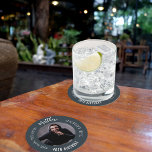 Man myth legend photo charcoal grey birthday party round paper coaster<br><div class="desc">A classic charcoal grey background.   Text: The Man,  The Myth,  The Legend. Personalize and add his name,  age and photo.</div>