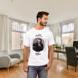Man myth legend photo name T-Shirt<br><div class="desc">Celebrate his special day in style with this personalized t-shirt! Featuring a classic white background and bold text that reads: "The Man, The Myth, The Legend." Customize the design by adding his name, and a favourite photo to make it truly unique. This t-shirt is the perfect gift for a legendary...</div>