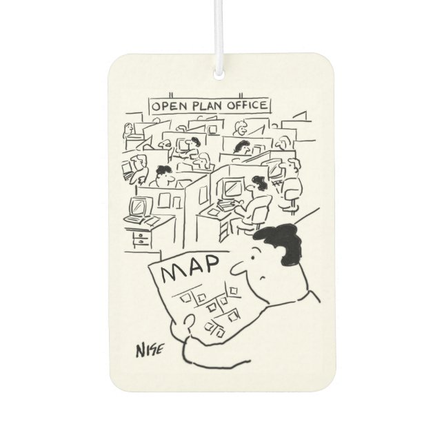 Man Needs a Map for an Open Plan Office Car Air Freshener (Front)